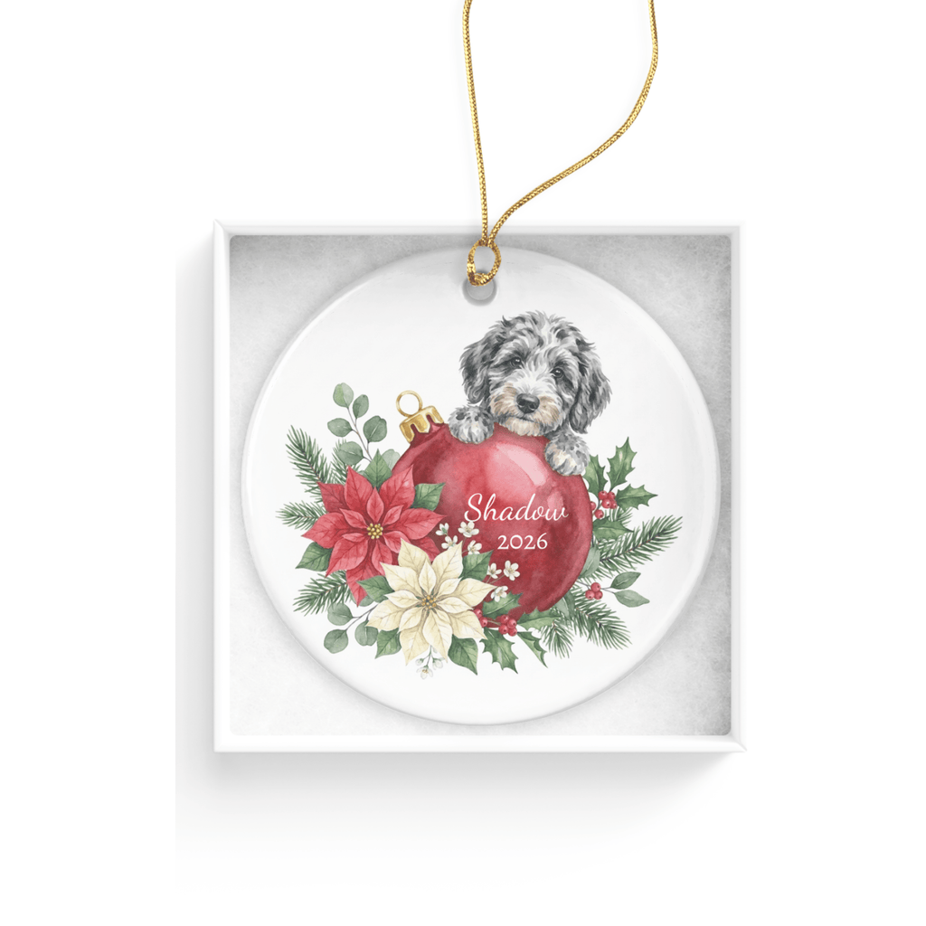 First Christmas Merle Goldendoodle Ornament in by AnywherePOD