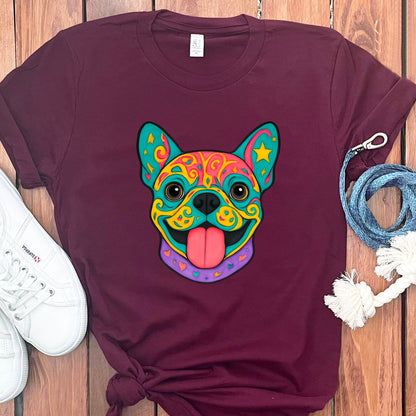 Colorful Bulldog Graphic T-shirt for Pet Lovers product type