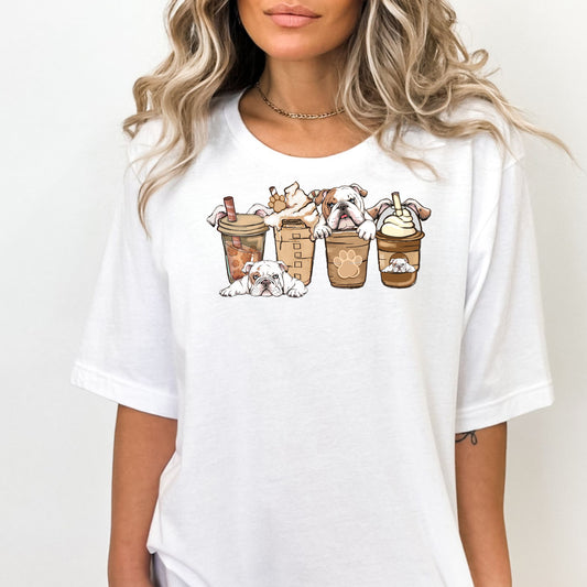 English Bulldog Lover Coffee T-Shirt - PuppyJo T-Shirt White / S
