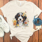 Floral Bernedoodle Graphic Tee Adorable Dog Shirt