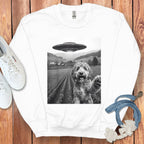 Alien Spaceship and Dog Print Sweatshirt Product