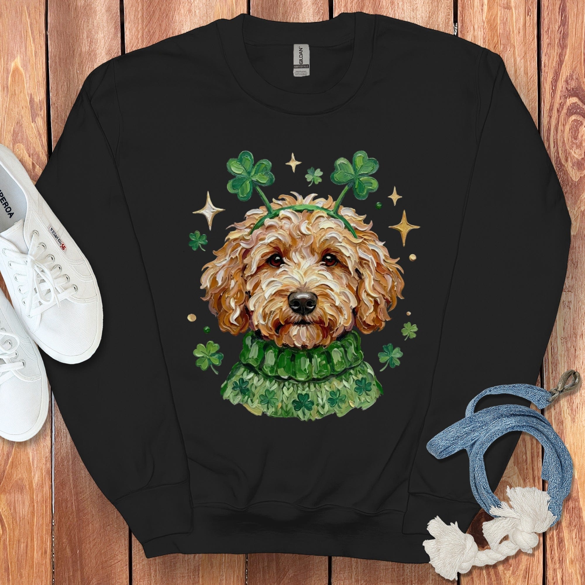 Cute Dog with Clover Attire St. Patrick's Day Sweatshirt