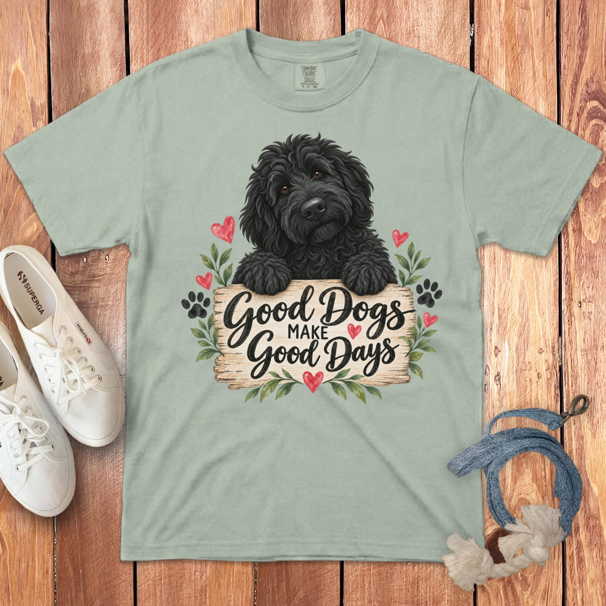 Black Goldendoodle Good Days Signature T-Shirt