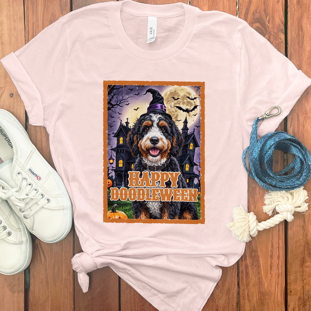 Bernedoodle Happy Doodleween T-Shirt in Soft Pink / S by Puppy Jo