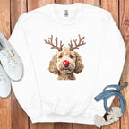 Cute Dog with Antlers Design Sweatshirt