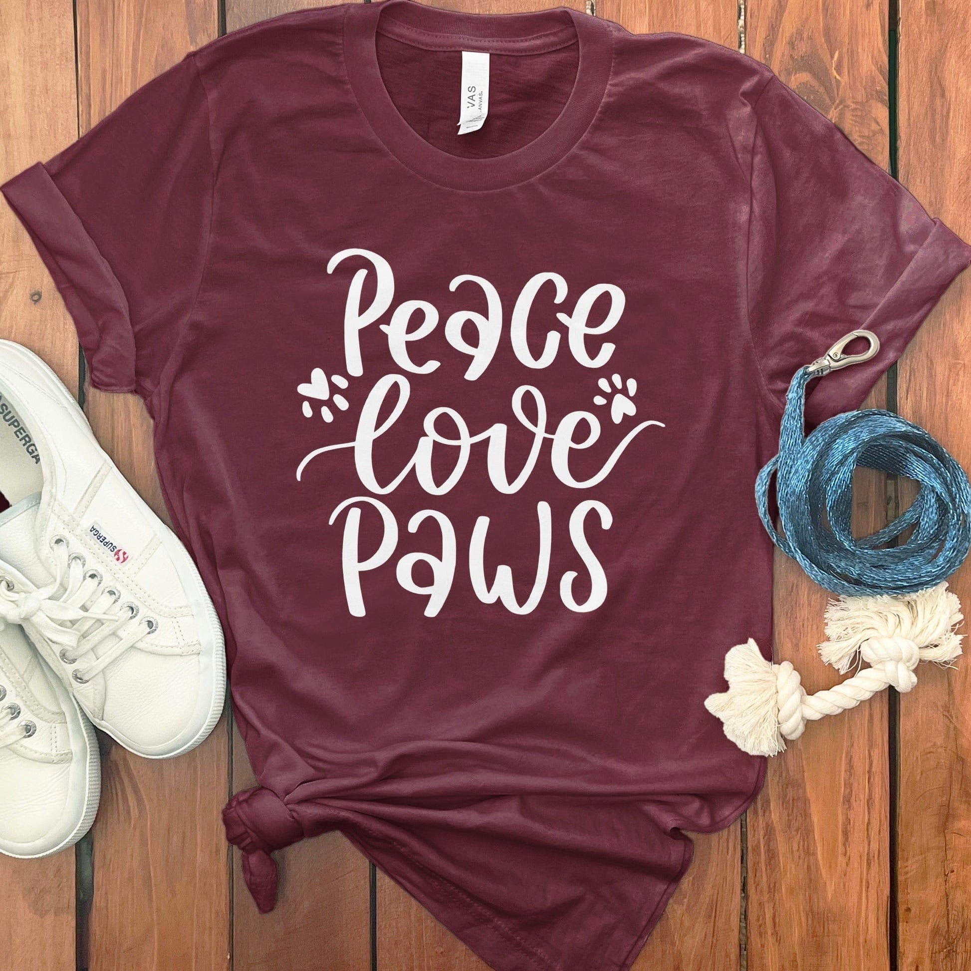 Peace Love Paws Maroon Casual Tee Product