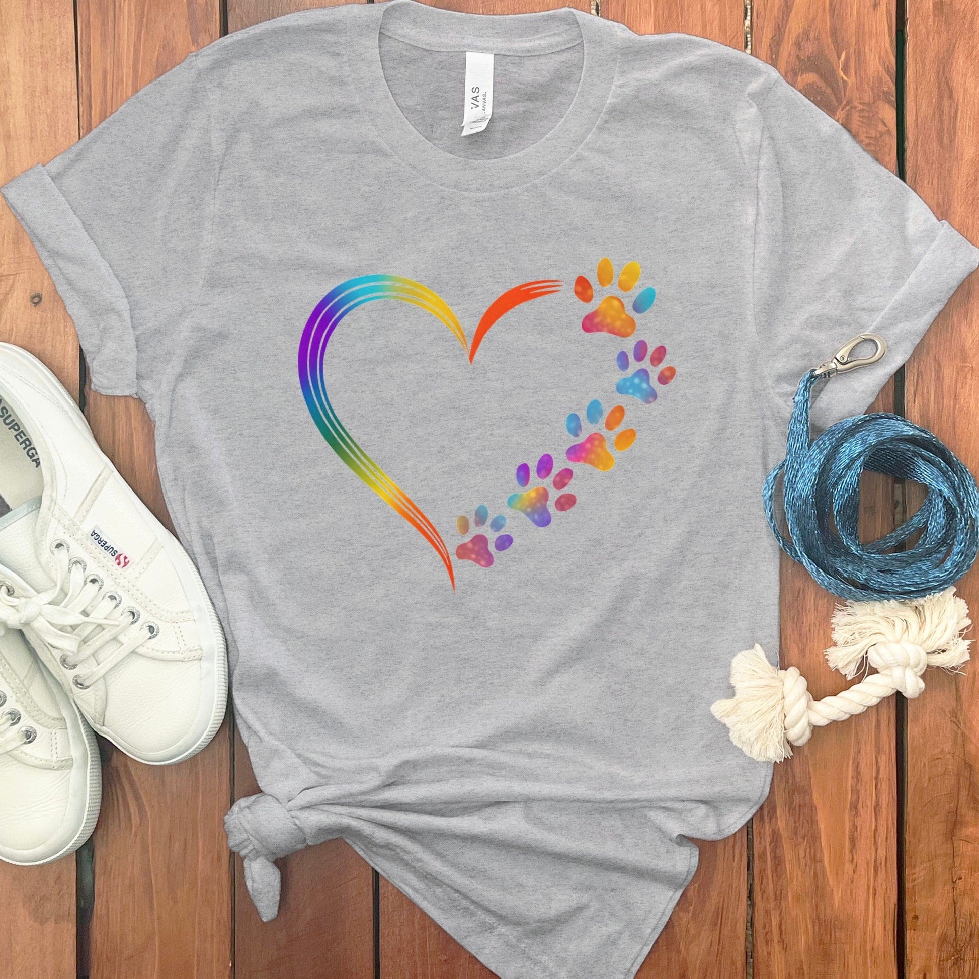 Colorful Paw Print Heart Design T-shirt product