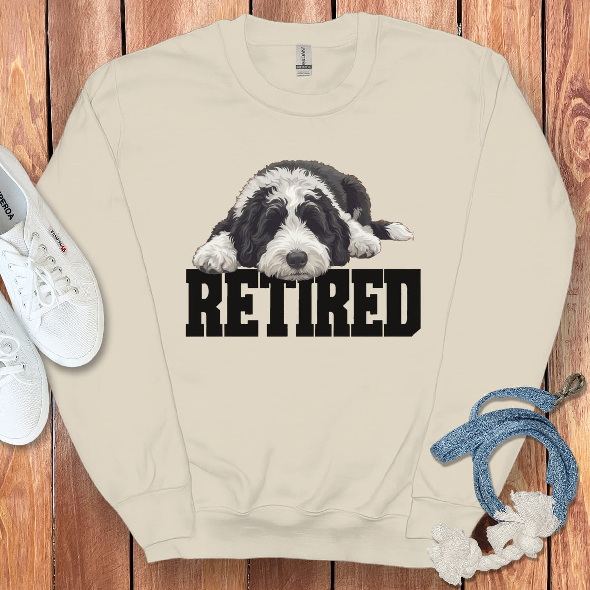 Retired Sleeping Sheepadoodle Sweatshirt in Sand / S by Puppy Jo
