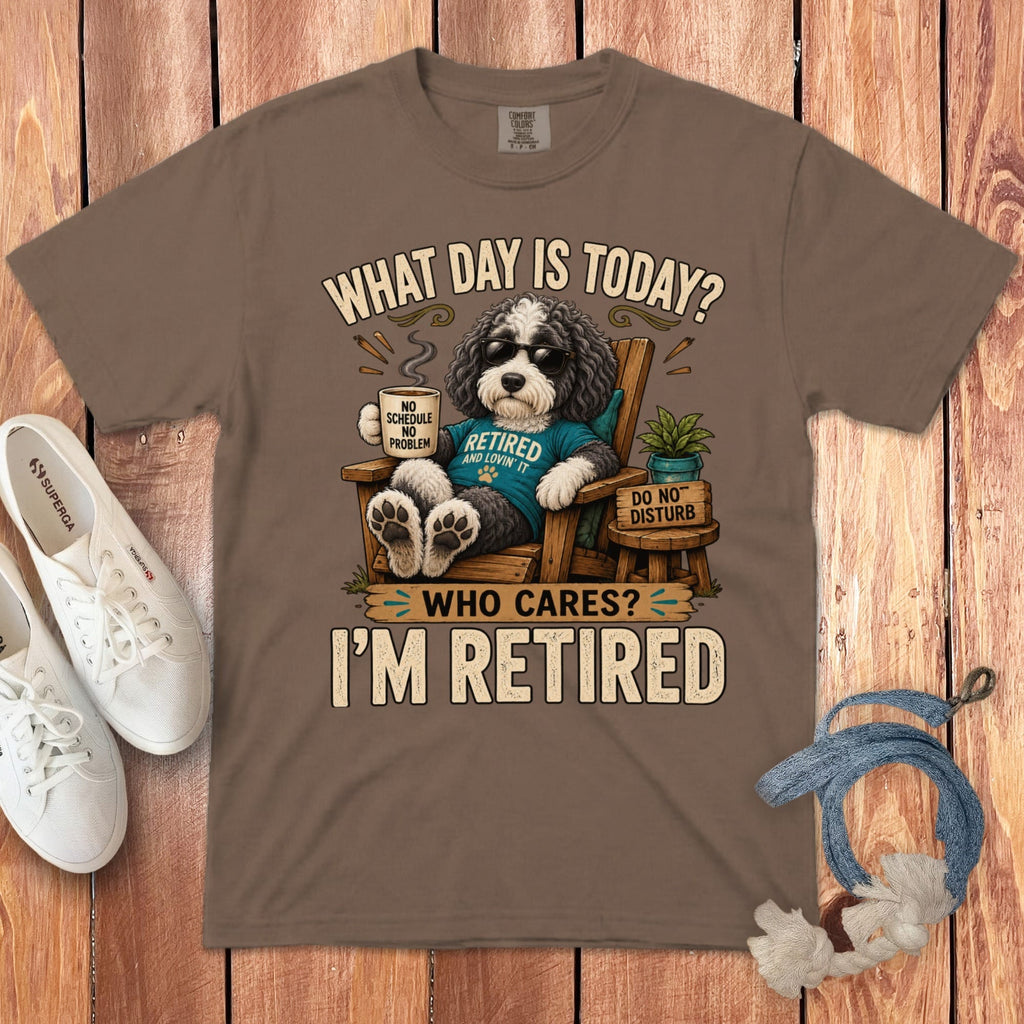 I'm Retired Sheepadoodle Signature T-Shirt in Espresso / S by Puppy Jo