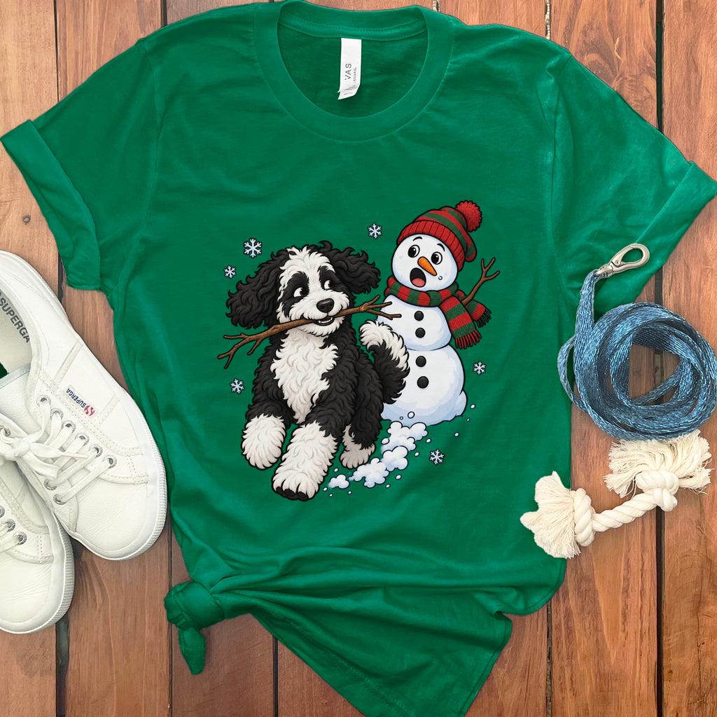 Sheepadoodle Snowman T-Shirt in Kelly / S by Puppy Jo