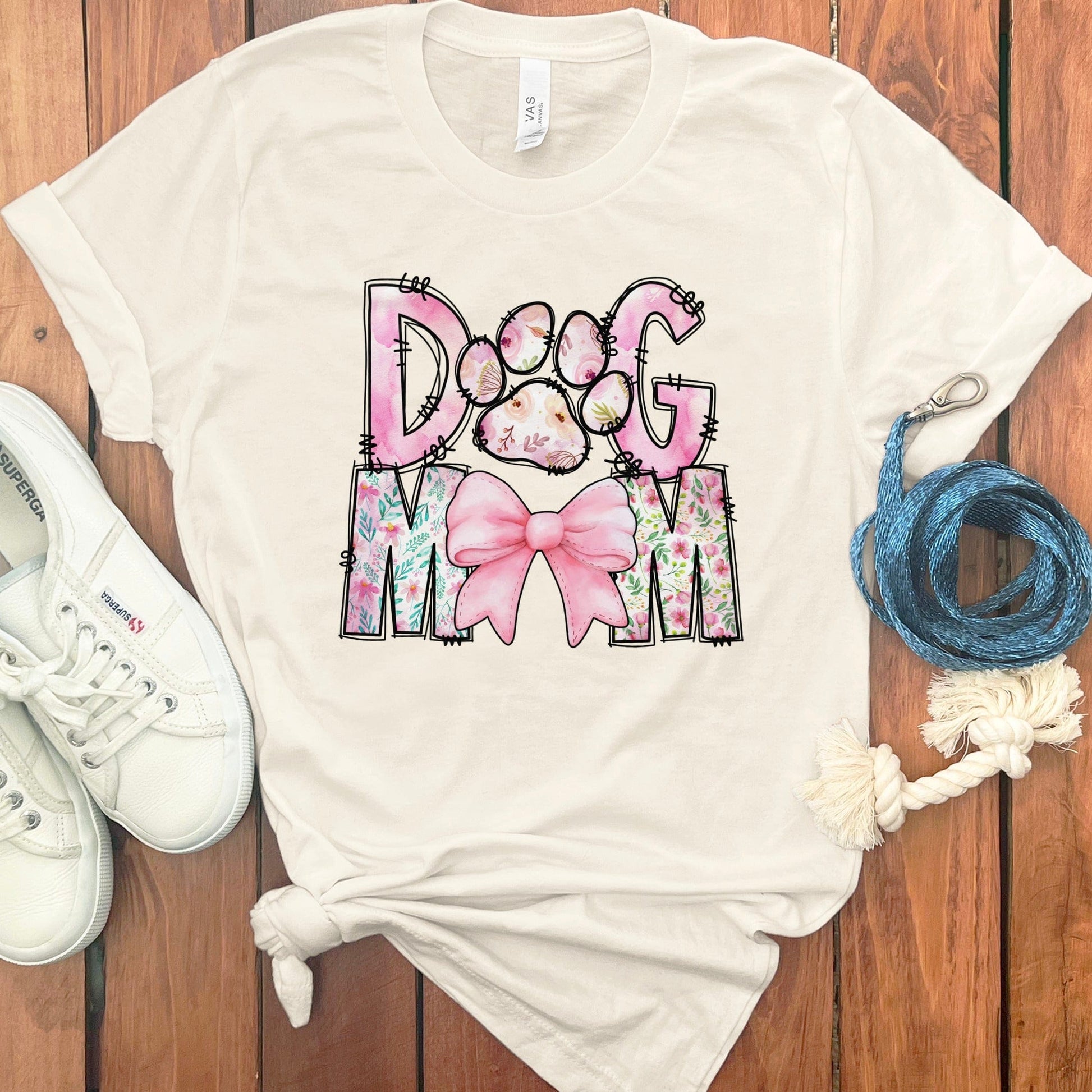 Dog Mom Graphic Tee with Pink Bow Dog Lover product