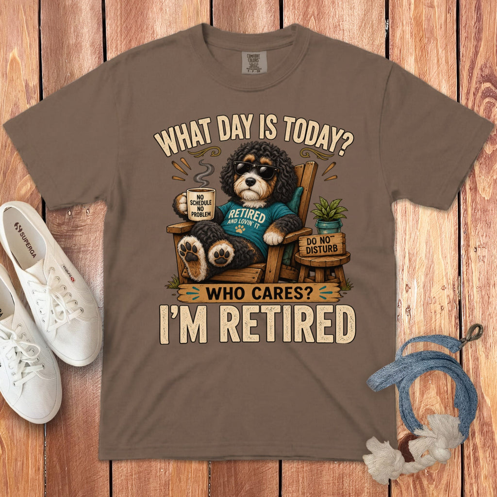 I'm Retired Bernedoodle Signature T-Shirt in Espresso / S by Puppy Jo