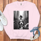 Cute Dog with Bigfoot Background Sweatshirt