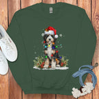 Festive Dog Wearing Christmas Lights Holiday Sweatshirt