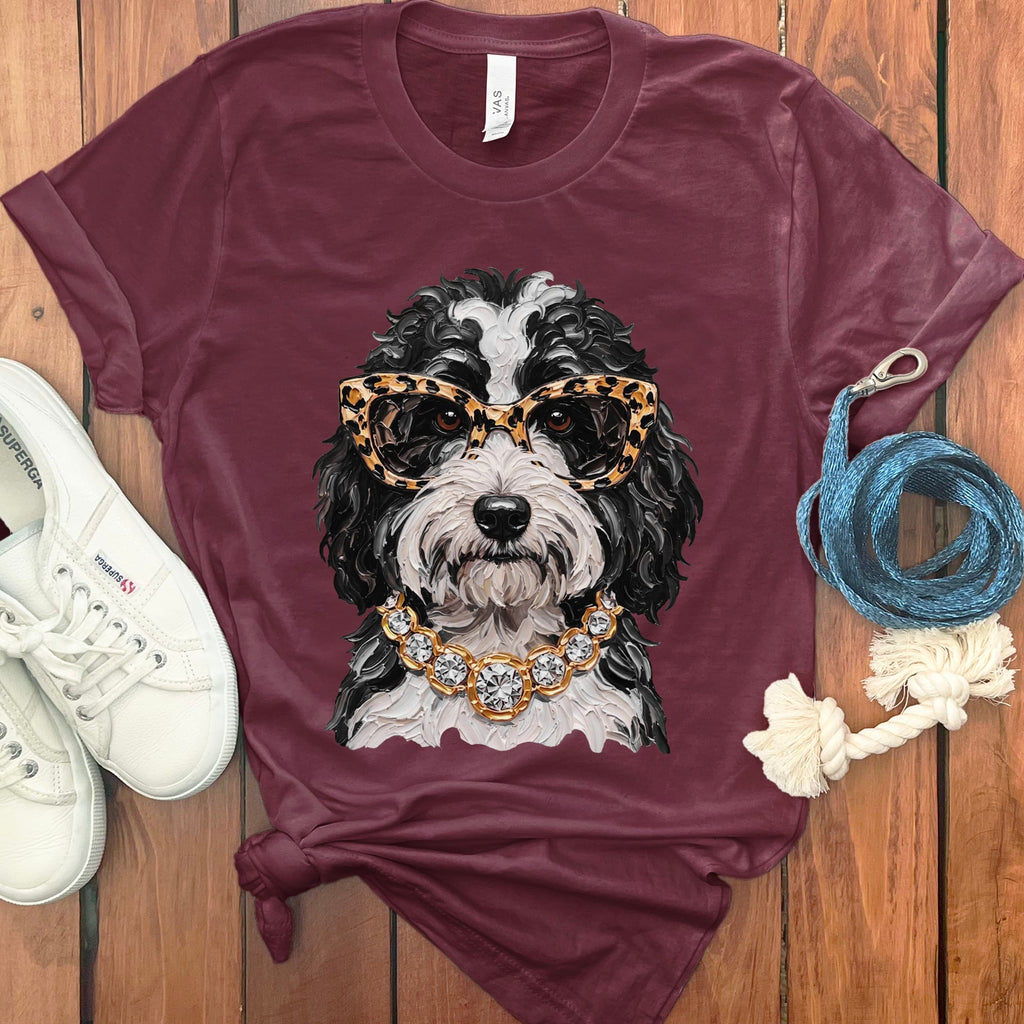 Sheepadoodle Glam T-Shirt in Maroon / S by Puppy Jo