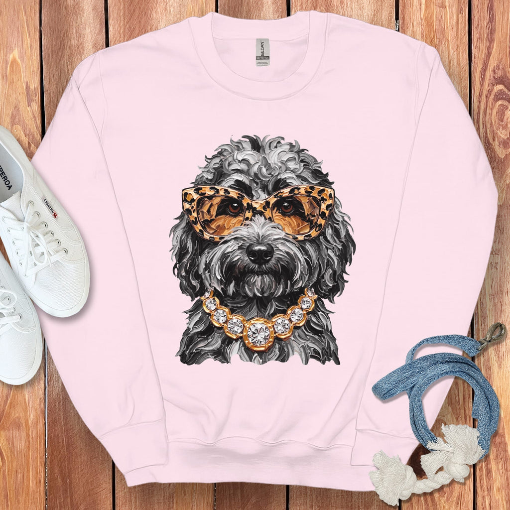 Merle Goldendoodle Glam Sweatshirt in Light Pink / S by Puppy Jo