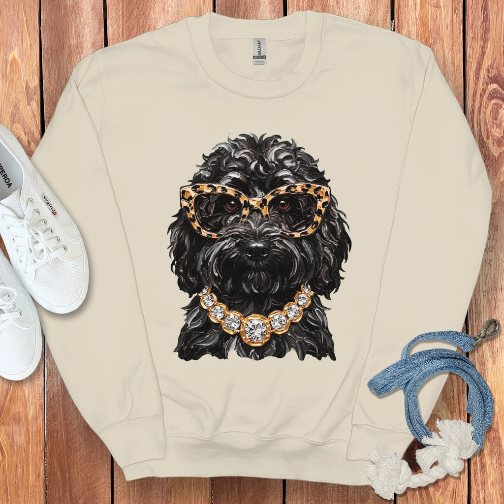 Black Goldendoodle Glam Sweatshirt in Sand / S by Puppy Jo