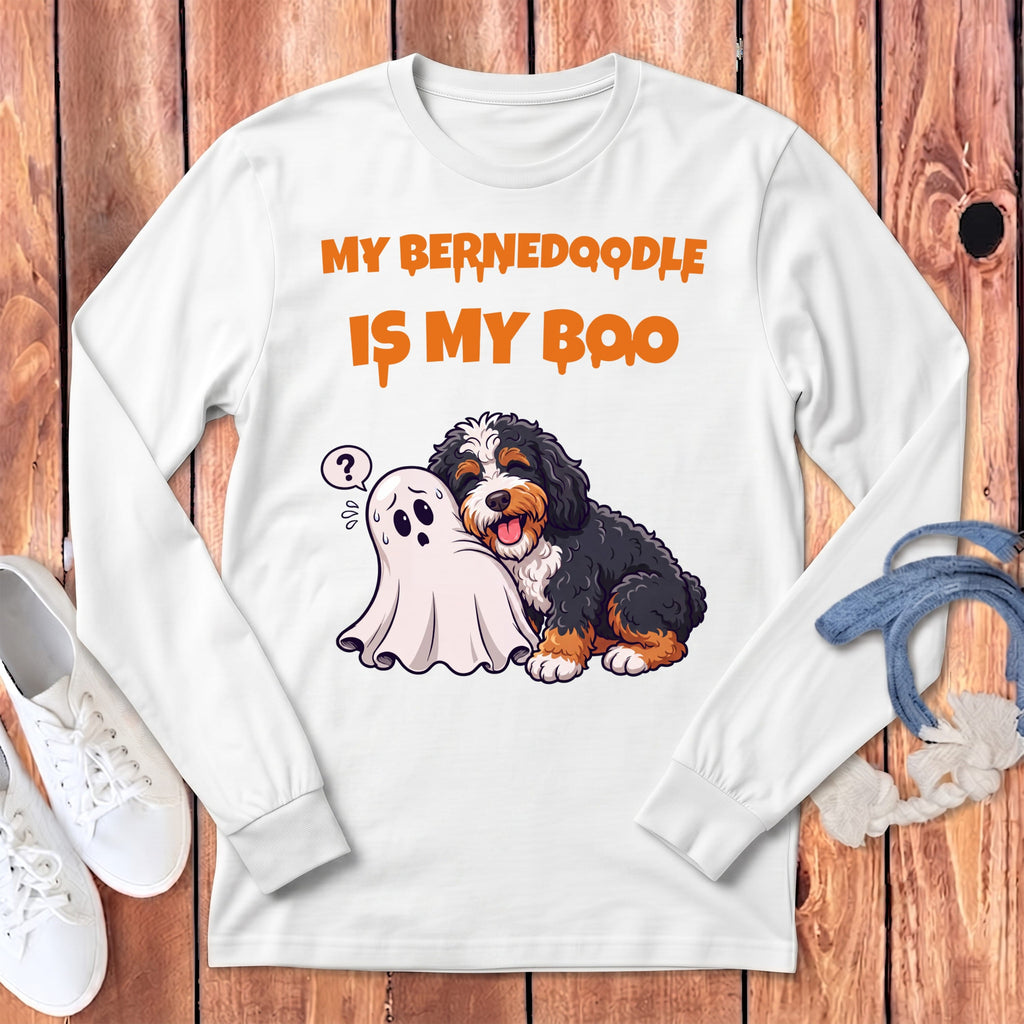 Bernedoodle My Boo Long Sleeve T-Shirt in White / S by Puppy Jo