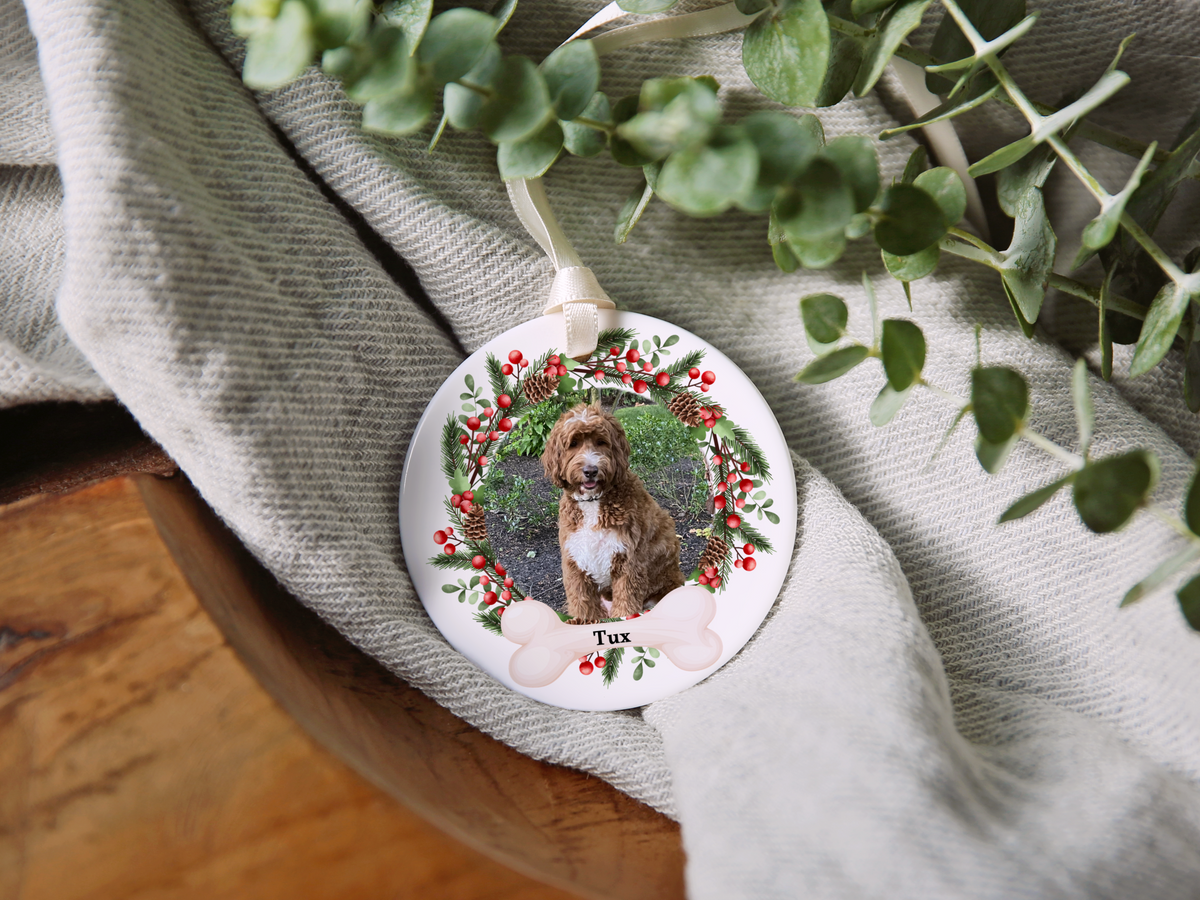 Personalized Pet Christmas Wreath Ornament