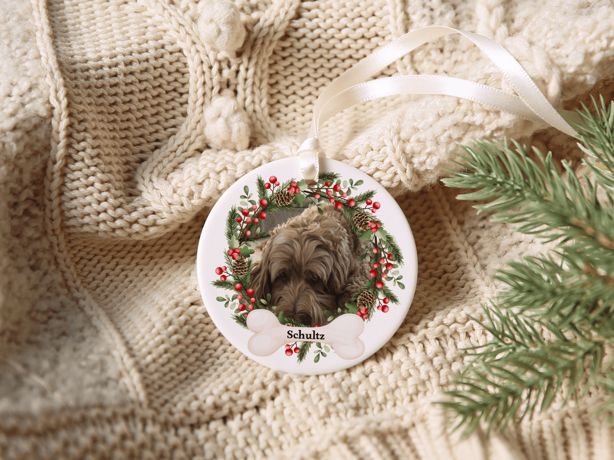 Personalized Pet Christmas Wreath Ornament in by AnywherePOD