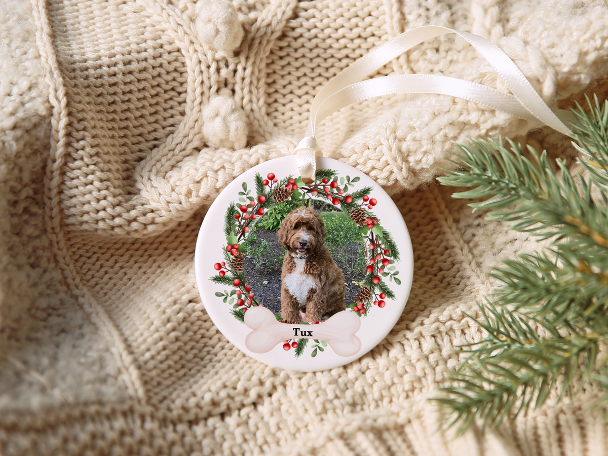 Personalized Pet Christmas Wreath Ornament