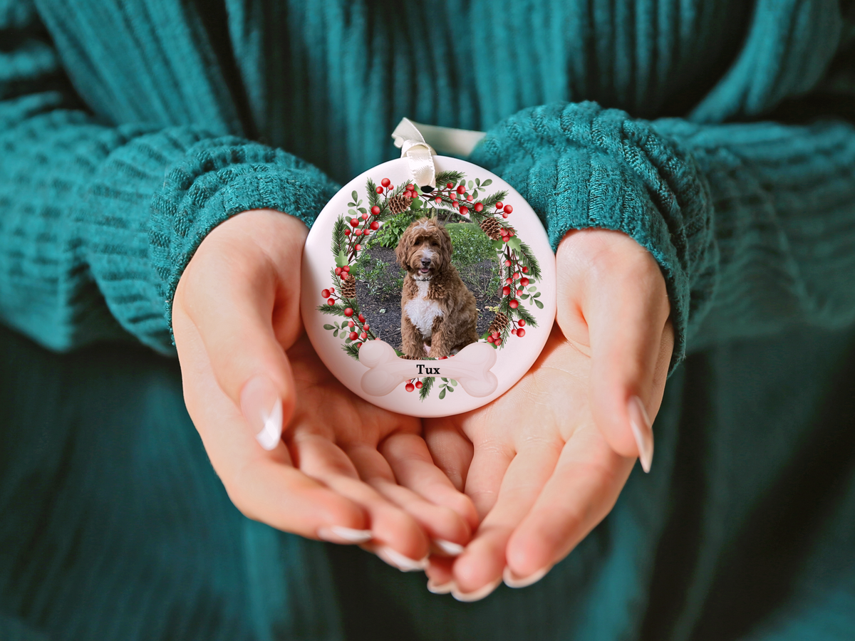 Personalized Pet Christmas Wreath Ornament