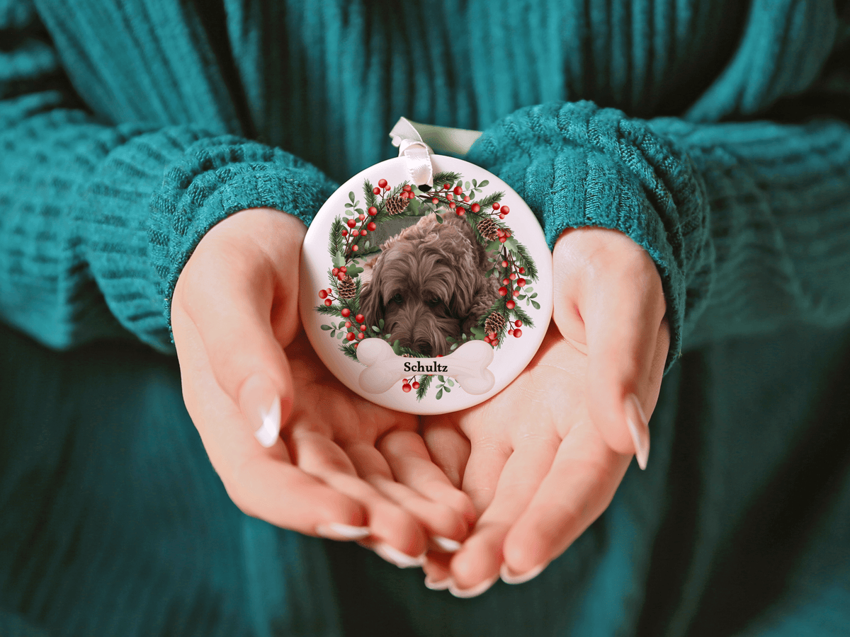 Personalized Pet Christmas Wreath Ornament in by AnywherePOD