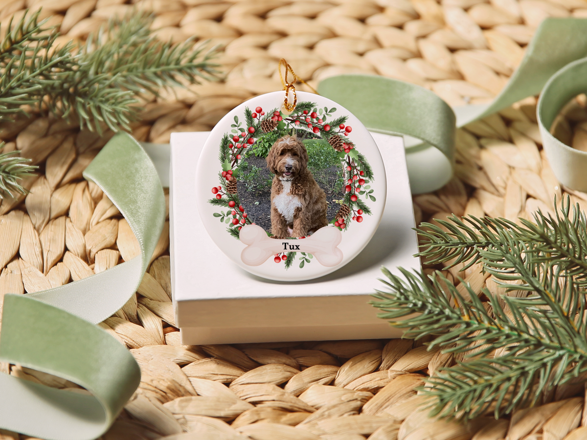 Personalized Pet Christmas Wreath Ornament