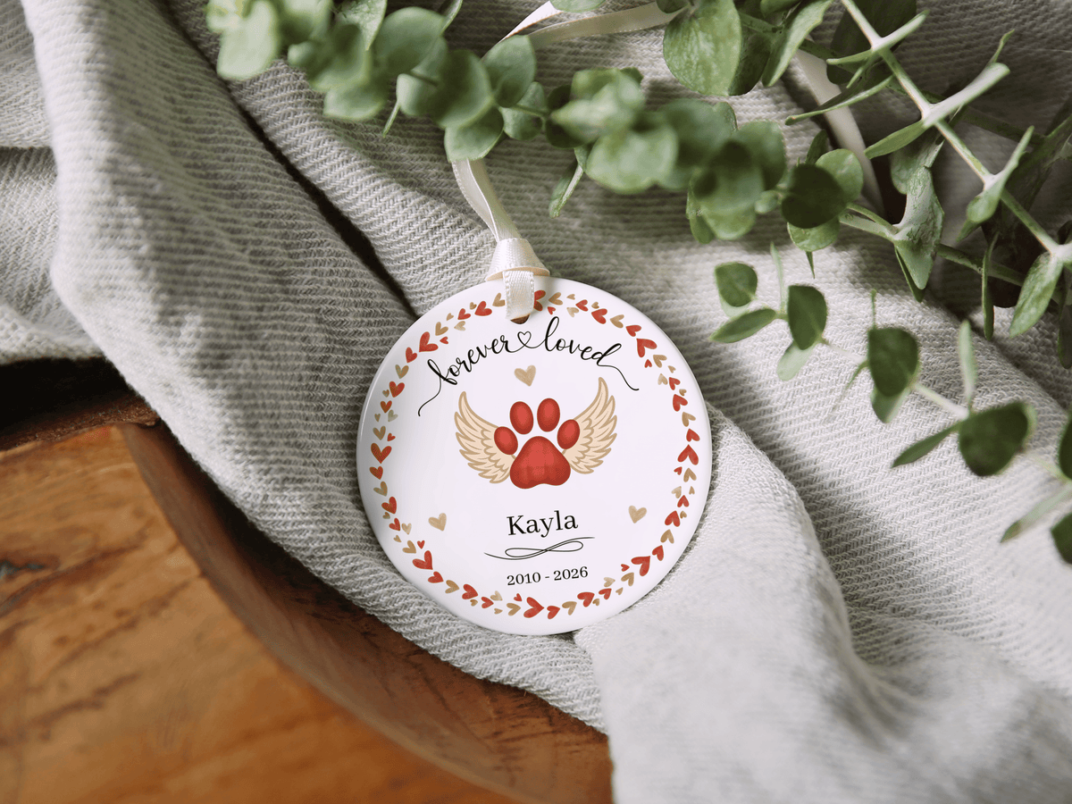 Personalized Pet Memorial Heart Wreath Ornament in by AnywherePOD