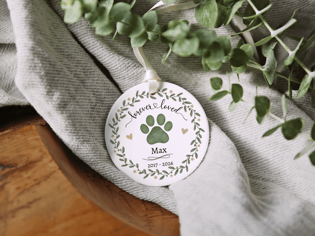 Personalized Pet Memorial Forever Loved Ornament in by AnywherePOD