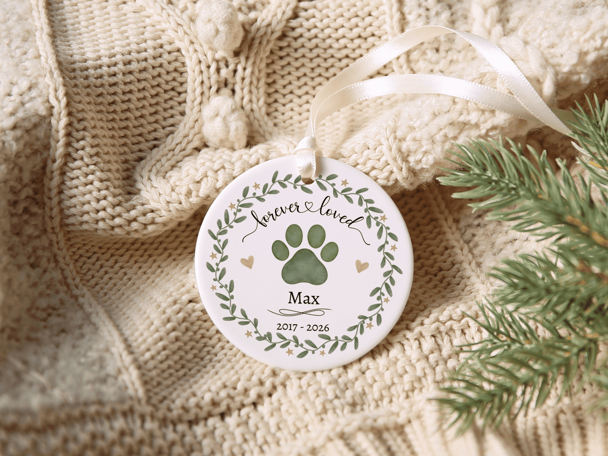 Personalized Pet Memorial Forever Loved Ornament in by AnywherePOD