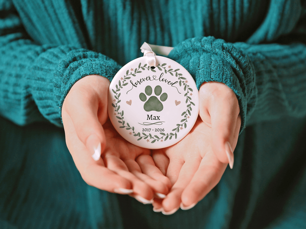 Personalized Pet Memorial Forever Loved Ornament in by AnywherePOD