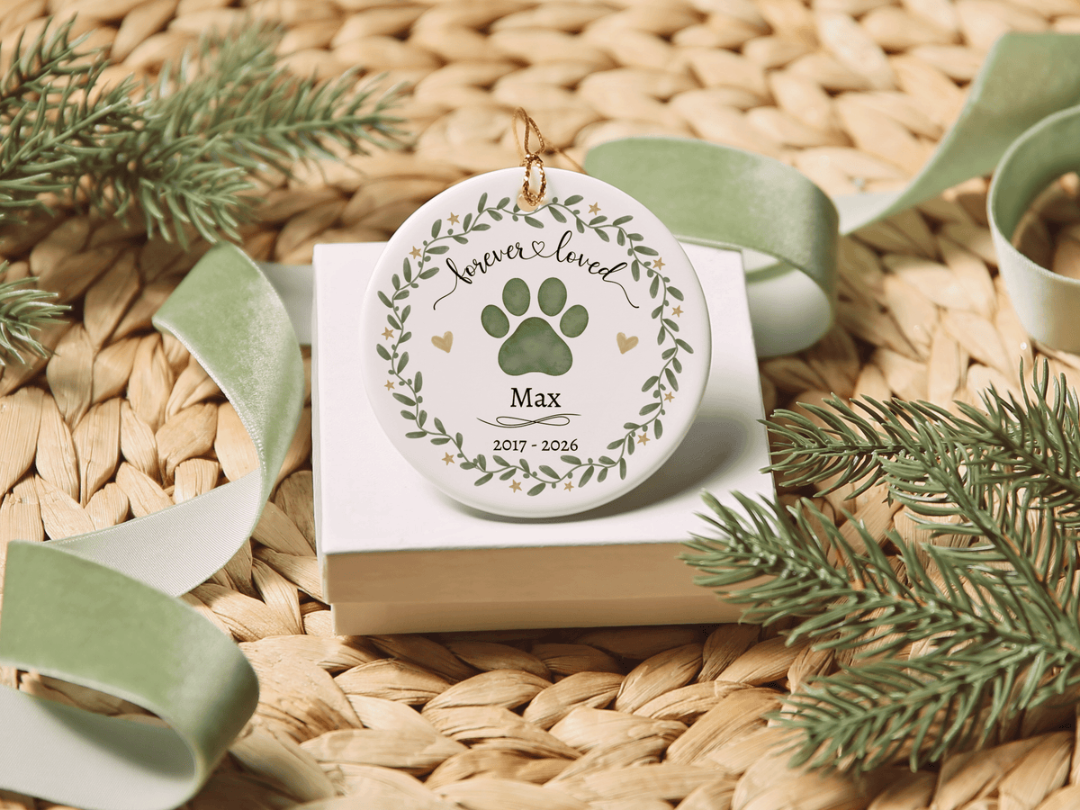 Personalized Pet Memorial Forever Loved Ornament in by AnywherePOD