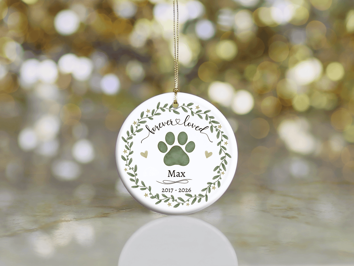 Personalized Pet Memorial Forever Loved Ornament in by AnywherePOD