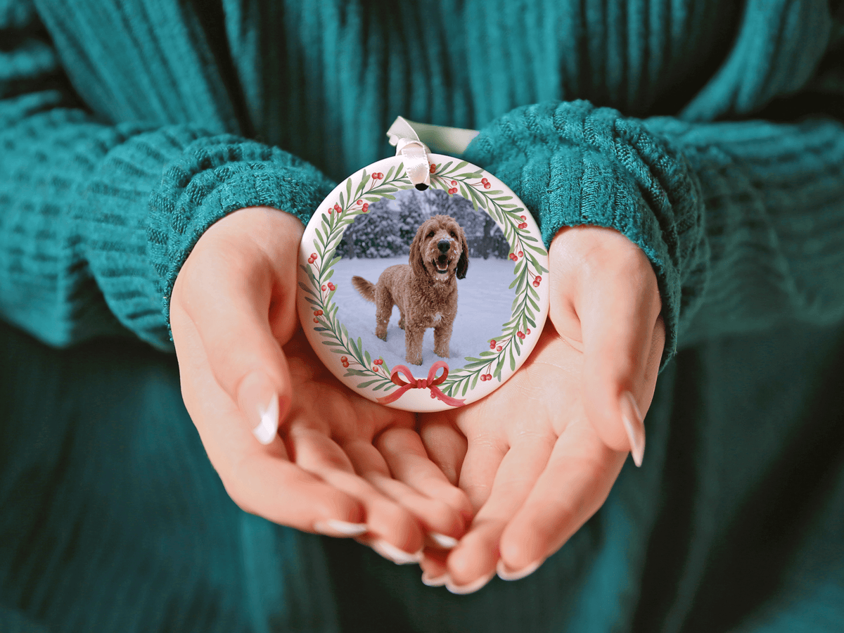 Personalized Wreath Pet Photo Ornament in by AnywherePOD