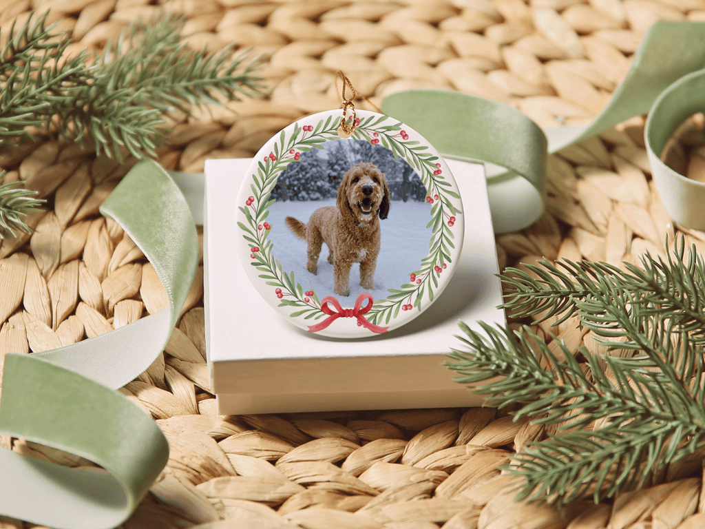 Personalized Wreath Pet Photo Ornament in by AnywherePOD