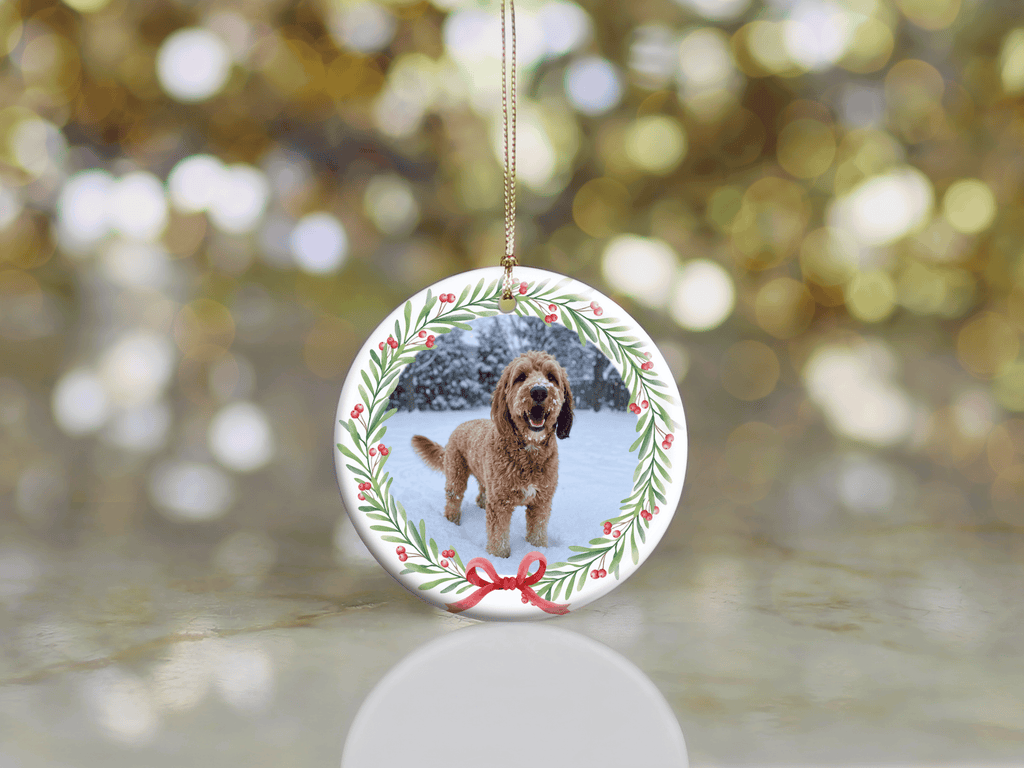 Personalized Wreath Pet Photo Ornament in by AnywherePOD
