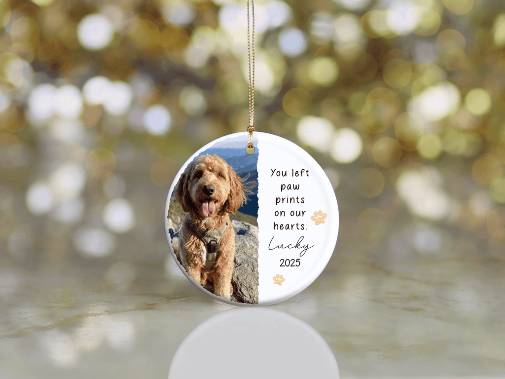 Personalized Paw Prints Heart Ornament in by AnywherePOD