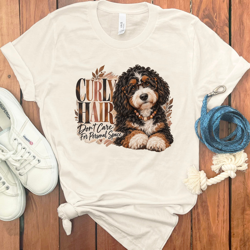 Bernedoodle Curly Hair T-Shirt in Natural / S by Puppy Jo