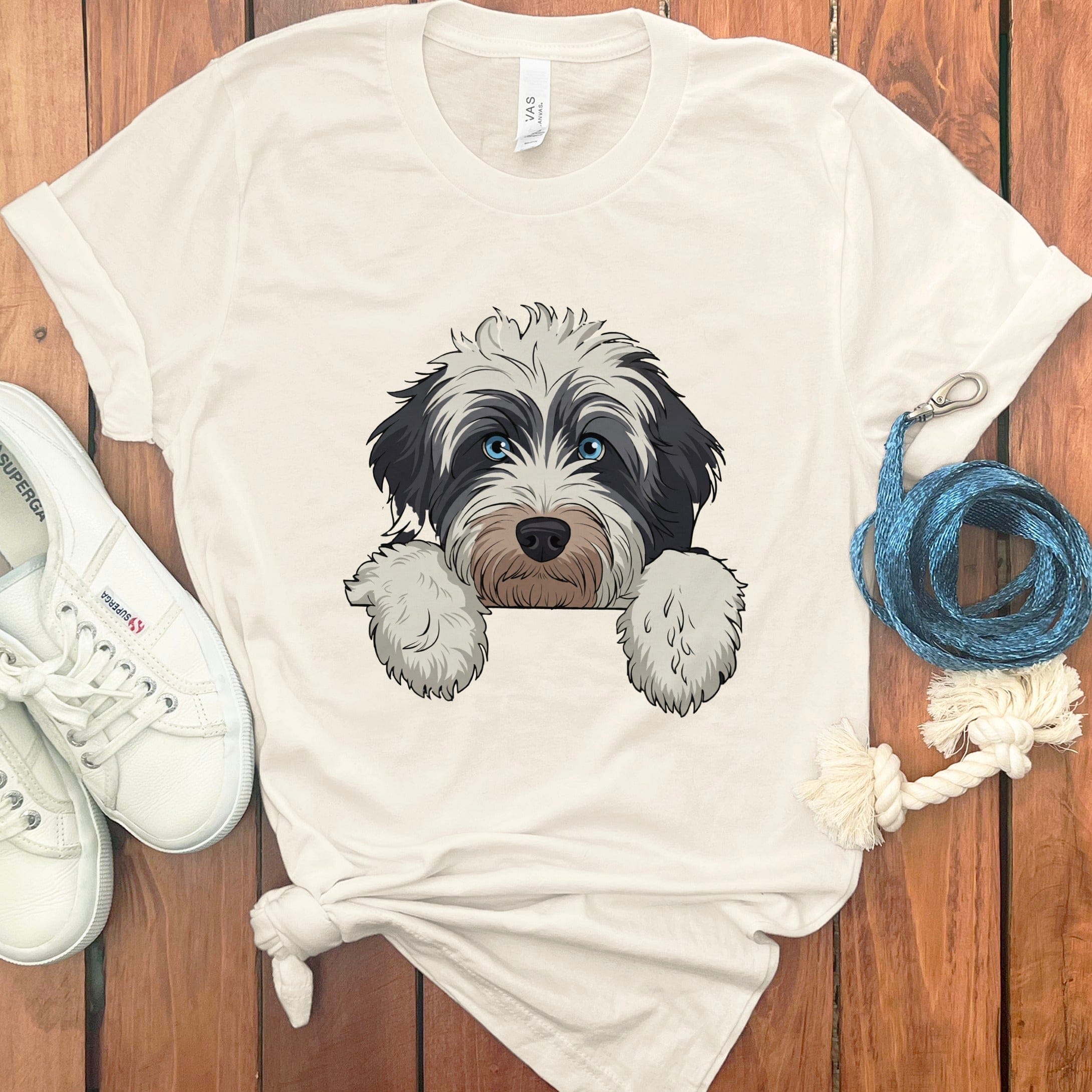 Adorable Fluffy Dog Illustration on Casual T-Shirt
