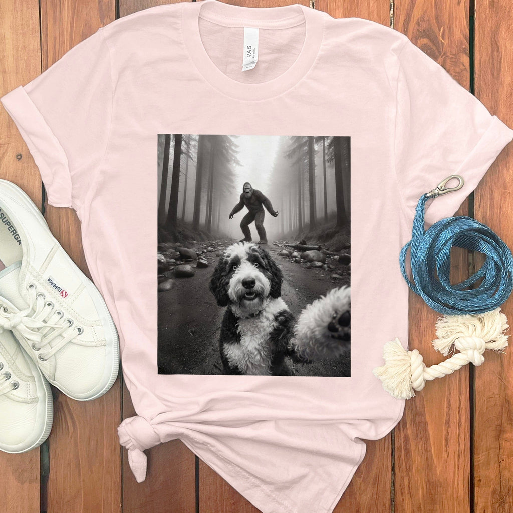 Woman and Dog in Forest Funny T-Shirt