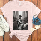Woman and Dog in Forest Funny T-Shirt