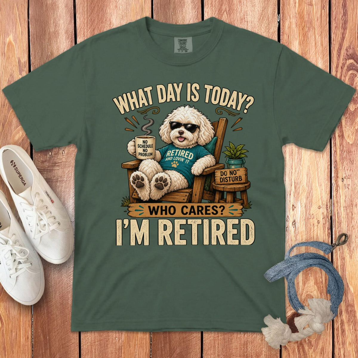I'm Retired Maltipoo Signature T-Shirt in Blue Spruce / S by Puppy Jo