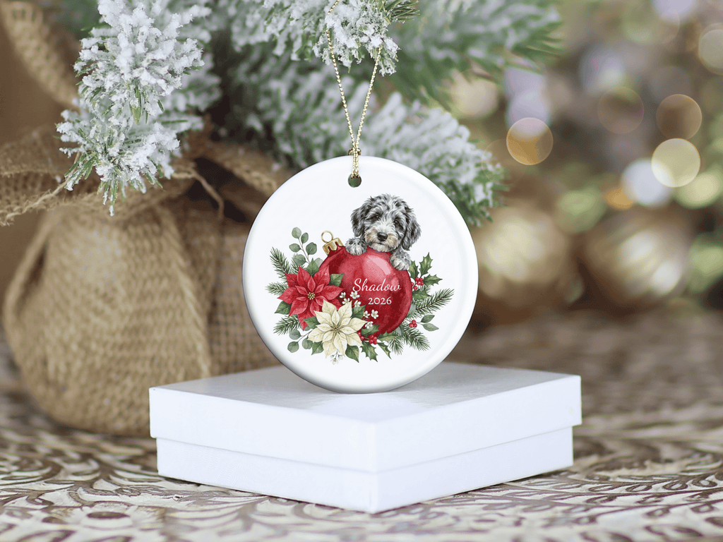 First Christmas Merle Goldendoodle Ornament in by AnywherePOD