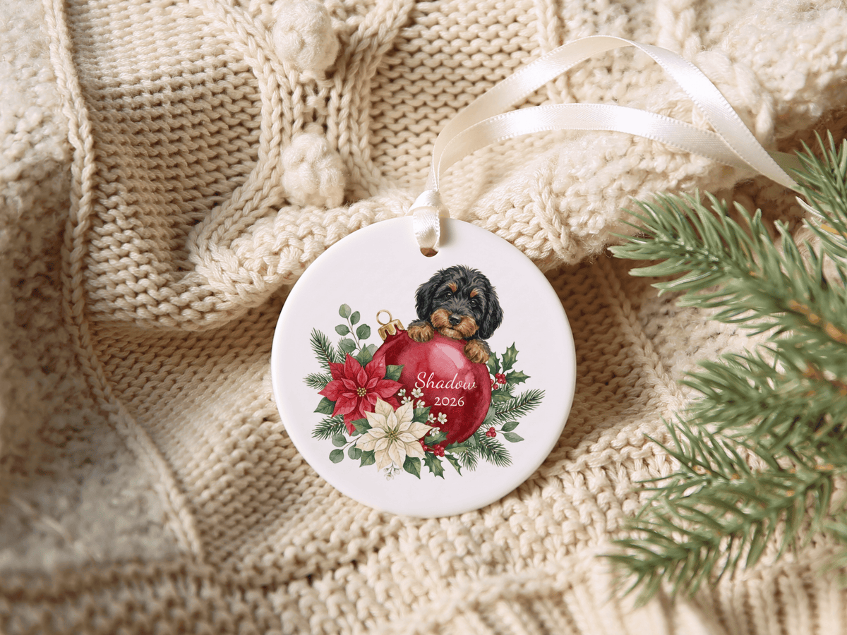 First Christmas Phantom Goldendoodle Ornament in by AnywherePOD