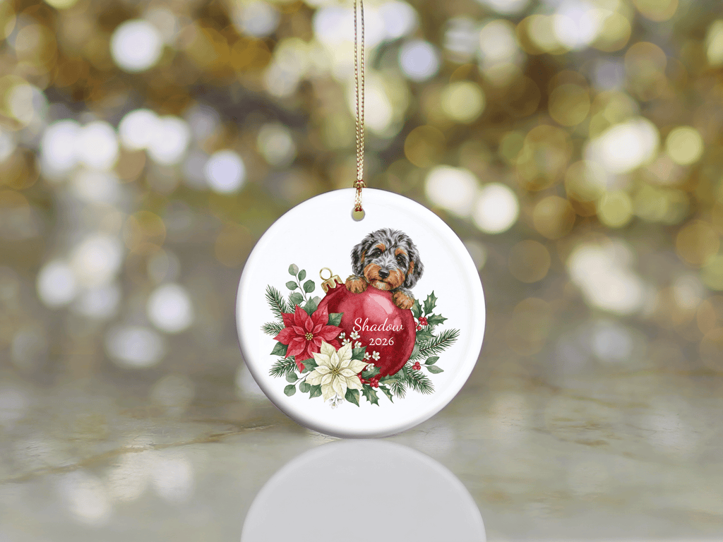 First Christmas Aussiedoodle Ornament in by AnywherePOD