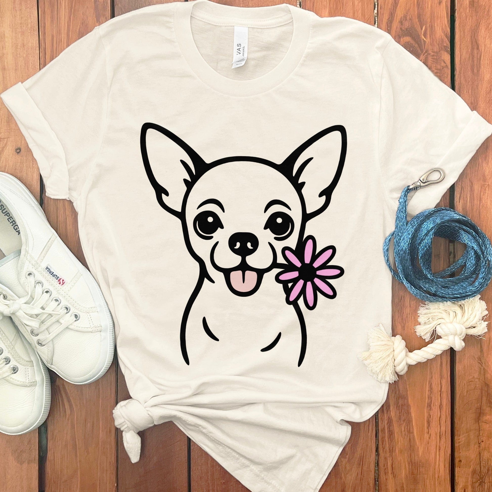 Adorable Chihuahua with Flower Graphic Tee product