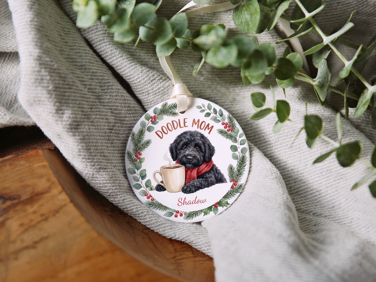 Personalized Black Goldendoodle Doodle Mom Ornament