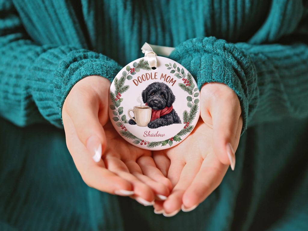 Personalized Black Goldendoodle Doodle Mom Ornament