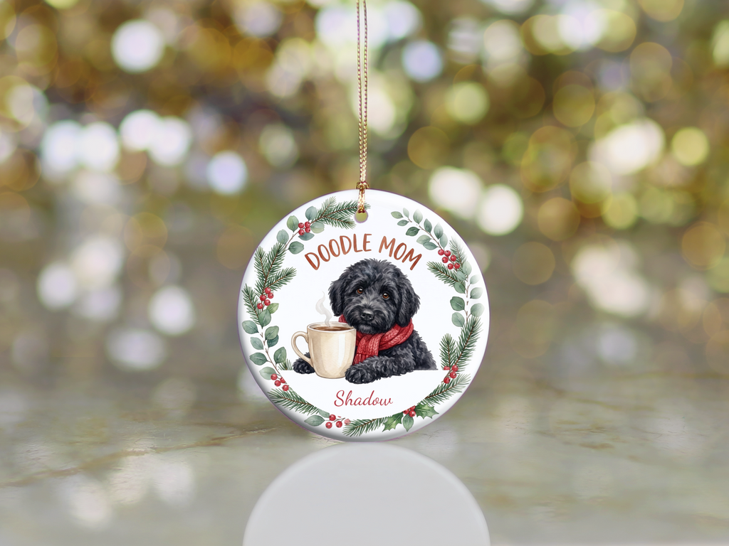 Personalized Black Goldendoodle Doodle Mom Ornament